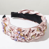 Hand Silks Satins Braided Headband with Butterfly Rhinestones