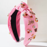 Wide Edge Cross Knotted Headband With Love Heart