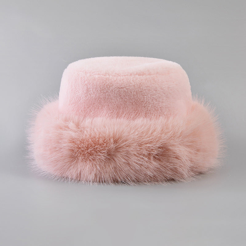 Winter Faux Rabbit Fur Beanie Bucket Hat Furry Warm Cap