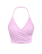 Halter Sports Tank Crop Tops with Removable Bra Pad