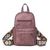 Retro Solid Color PU Leather Backpack