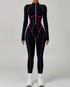 Three Dimensional Line Sports Backless Long Sleeve Jumpsuit