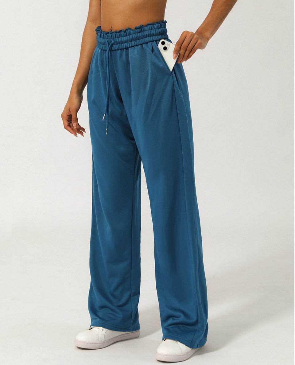 Women Elastic High-Waist Wide Leg Sweatpants: Comfortable &amp; Stylish