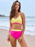 Colorblock Criss Cross Back Bikini Set