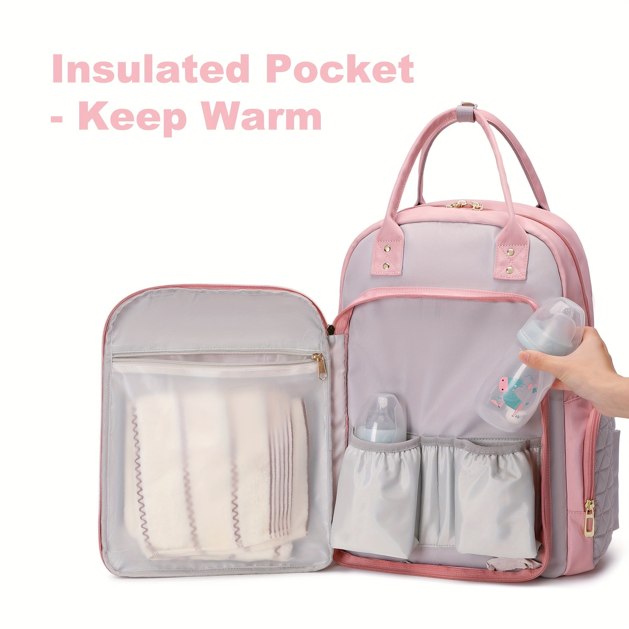 Versatile Mom Bag with Spacious Diaper Compartment and Insulated Pocket