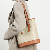 Leather Shoulder Bag Handheld Bucket Bag