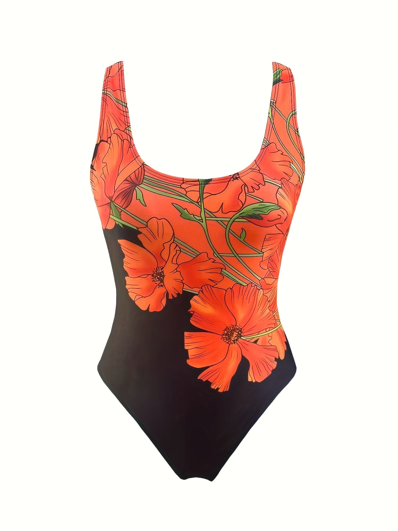 Chic Floral Backless One-Piece Swimsuit