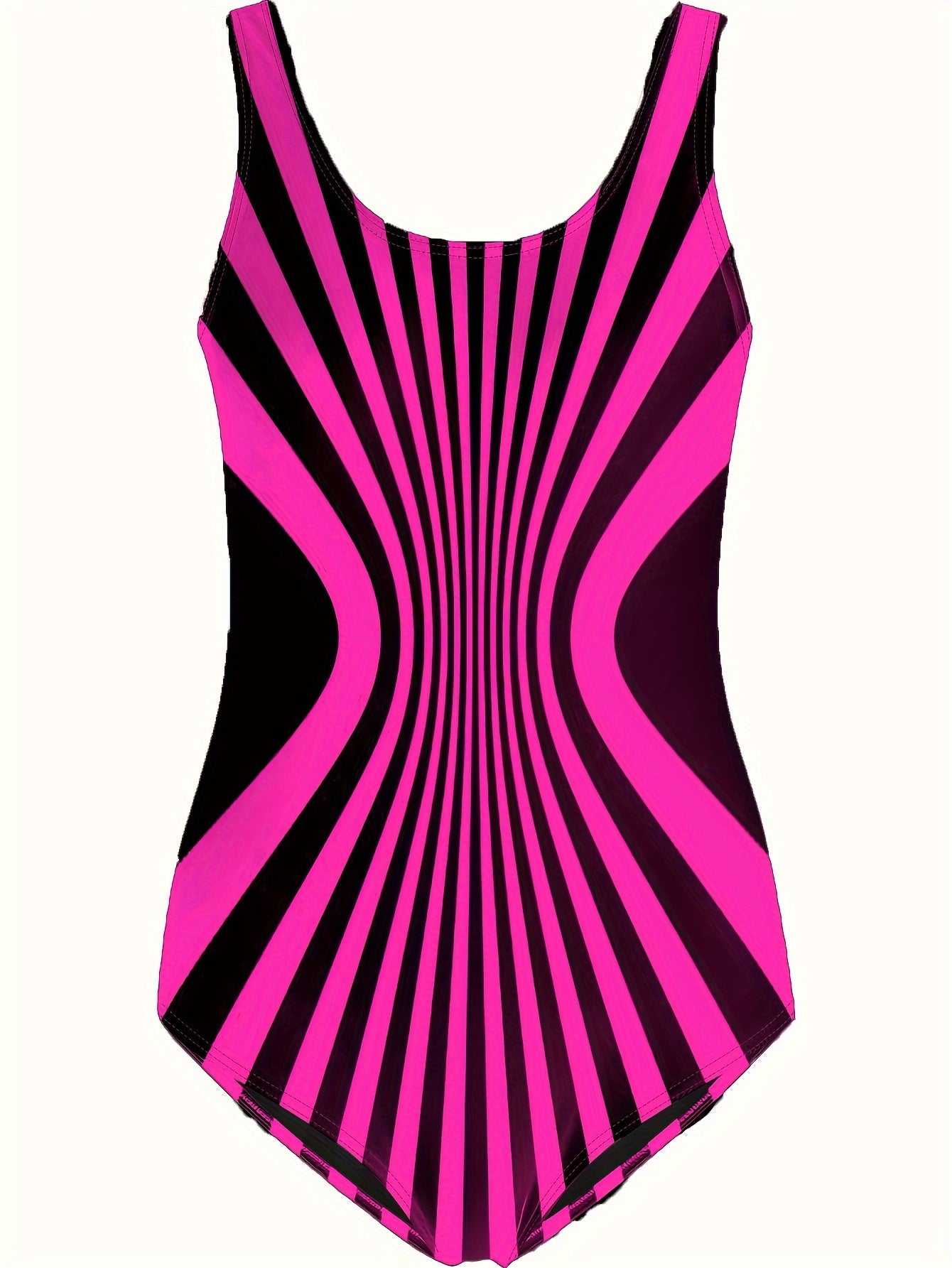 One-piece Retro Striped Color Block Backless Swimsuit