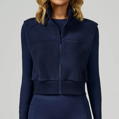 Fleece Coat Vest Outerwear Warm Sleeveless Zip Jackets