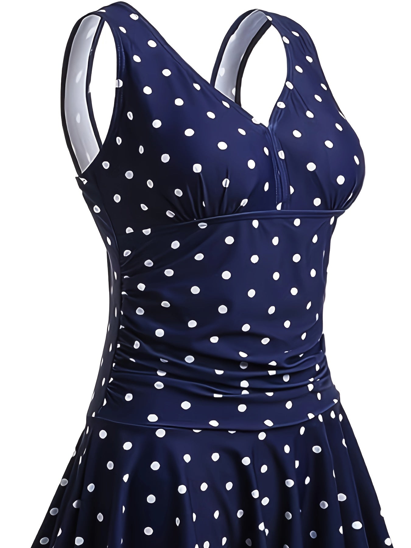 Retro Polka Dots Print V Neck One-piece Swimsuit