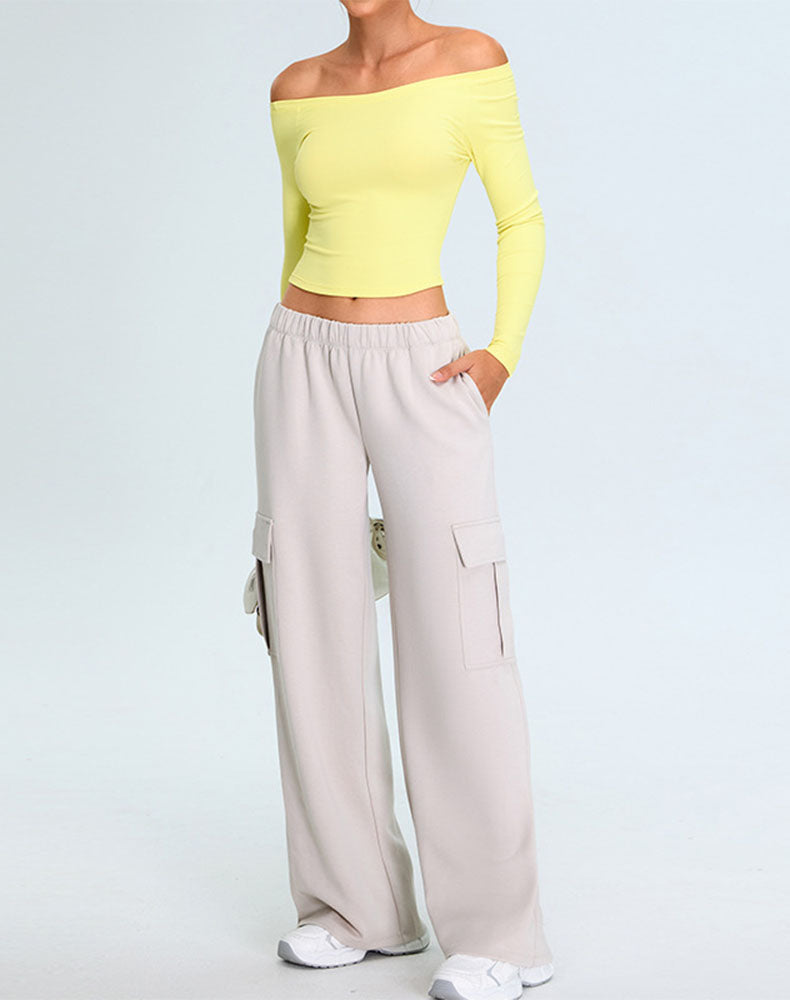 Activewear Set with Off-Shoulder Top and Sweatpant
