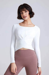 Cross Button Slim Yoga Long Sleeve T-Shirt