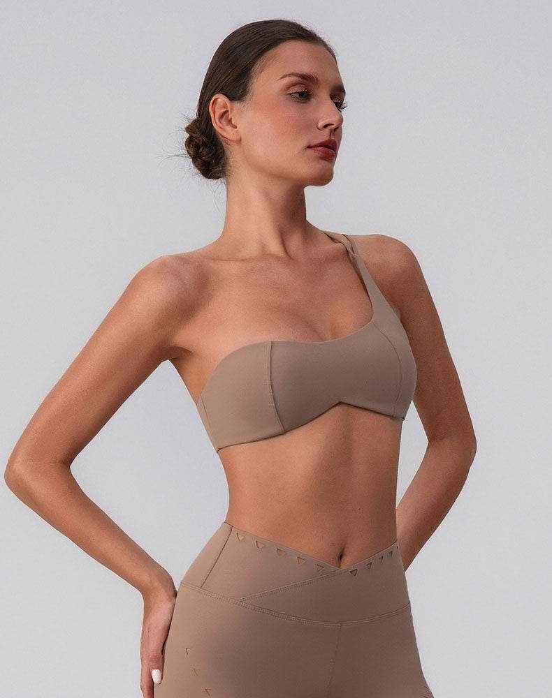 Asymmetric One Shoulder Backless Sports Bra
