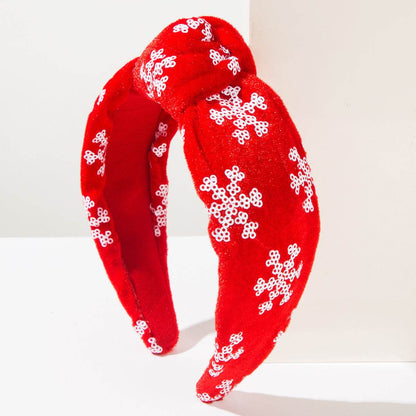 Christmas Wide Headband Snowflake Knotted Hair Accessories