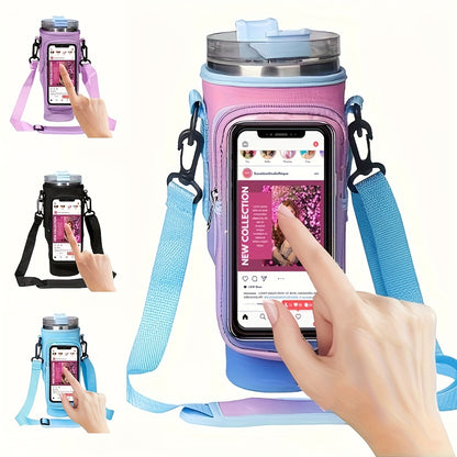 Touchscreen Insulated Cup Cover with Adjustable Strap