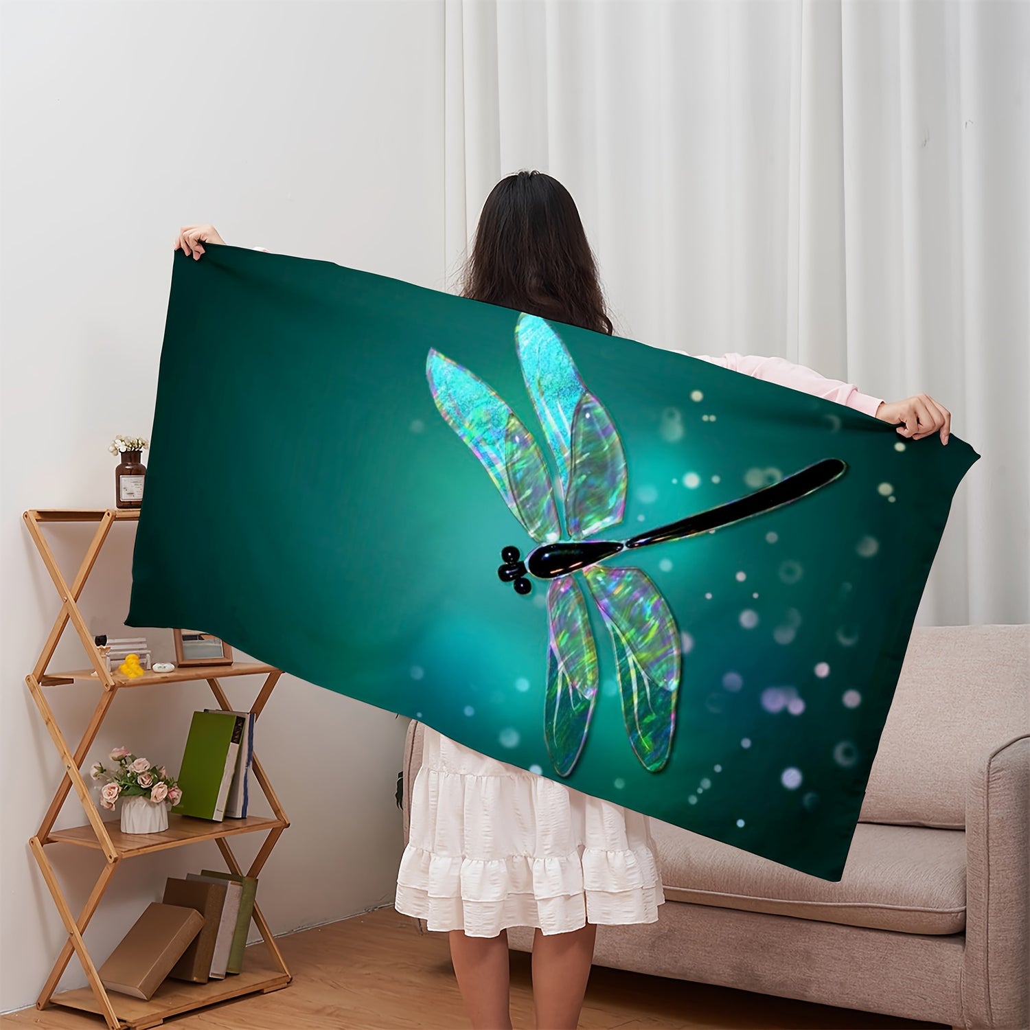 Dragonfly Print Beach Towel