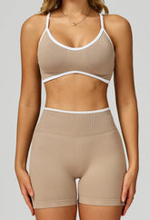 Sport Set with Color Block Sports Bras and Short