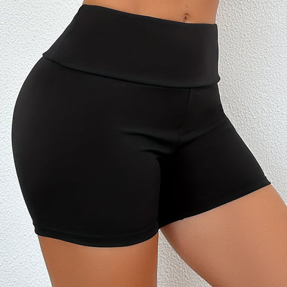 Stretchy High Waist Solid Black Trunks