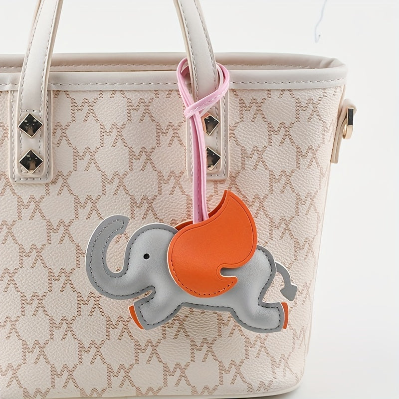 Flying Elephant PU Leather Keychain