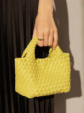 Pu Leather Weave Small Tote Bag