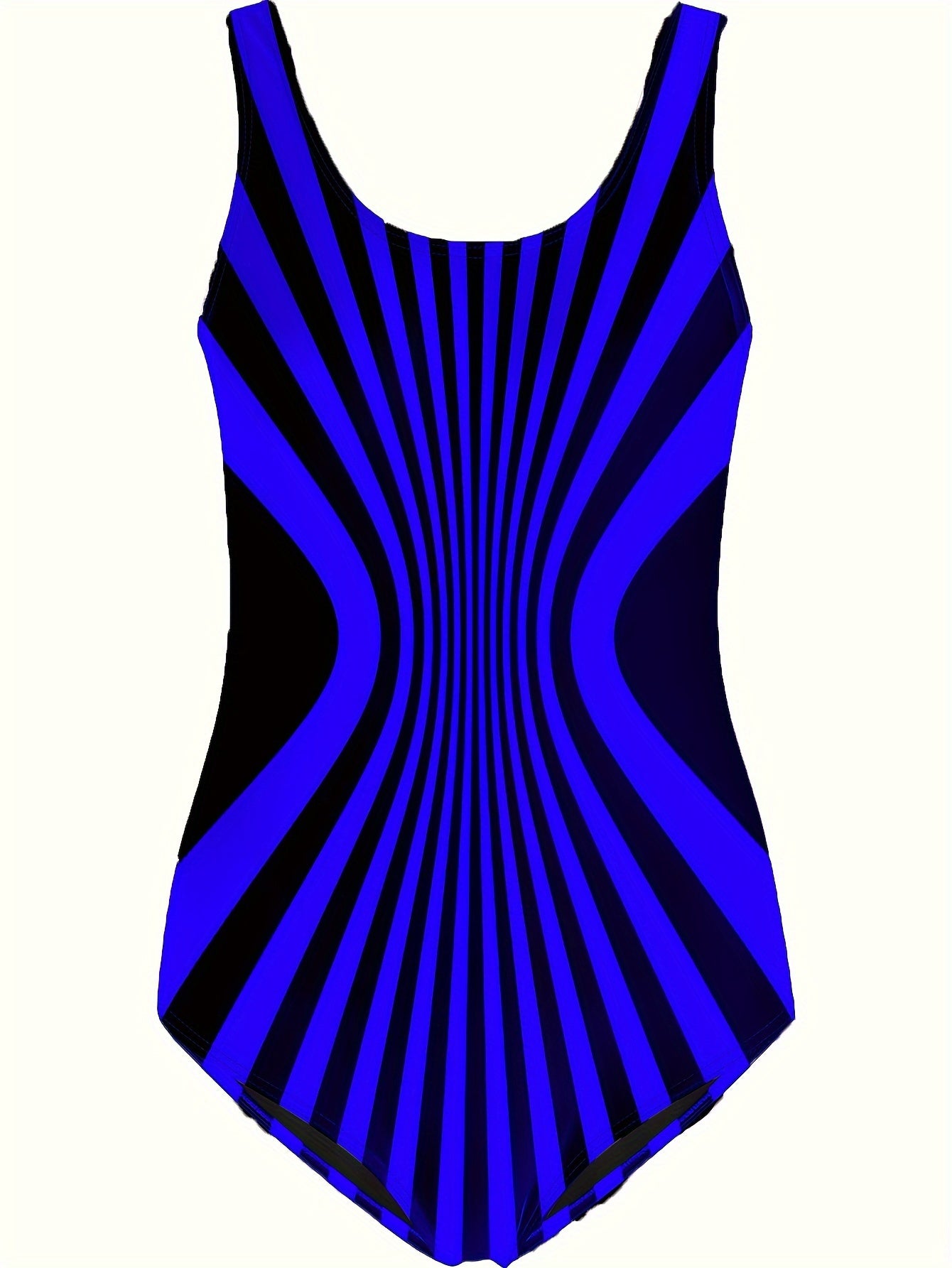 One-piece Retro Striped Color Block Backless Swimsuit