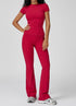 Sports Wear with Short Sleeve T-Shirt and Flared Leg Pants