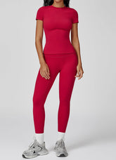 Sports Wear with Short Sleeve T-Shirt and Leggings