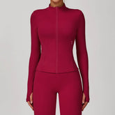 Zip Up Workout Jacket Long Sleeve Athletic Coat with Pockets