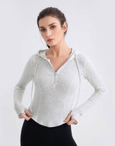 Cropped Zip Up Hoodie Long Sleeve Slim Crop Tops