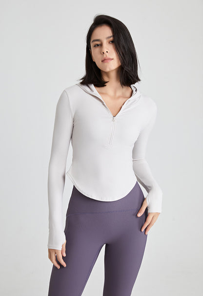 Women Slim Compression Half Zipper Sports Yoga Hoodie