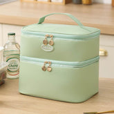 Portable PU Insulated Lunch Bag Double Layer Cooler Handbag