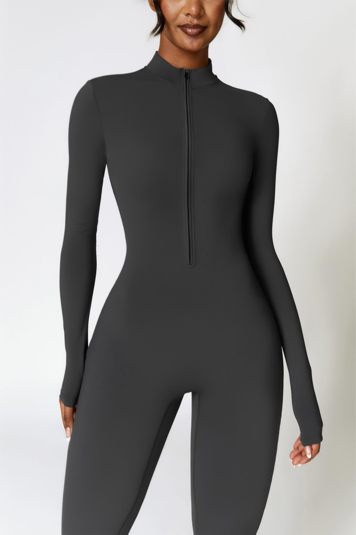 Fleece-Lined Half-Zip Active Jumpsuit for Warmth and Stylish Comfort