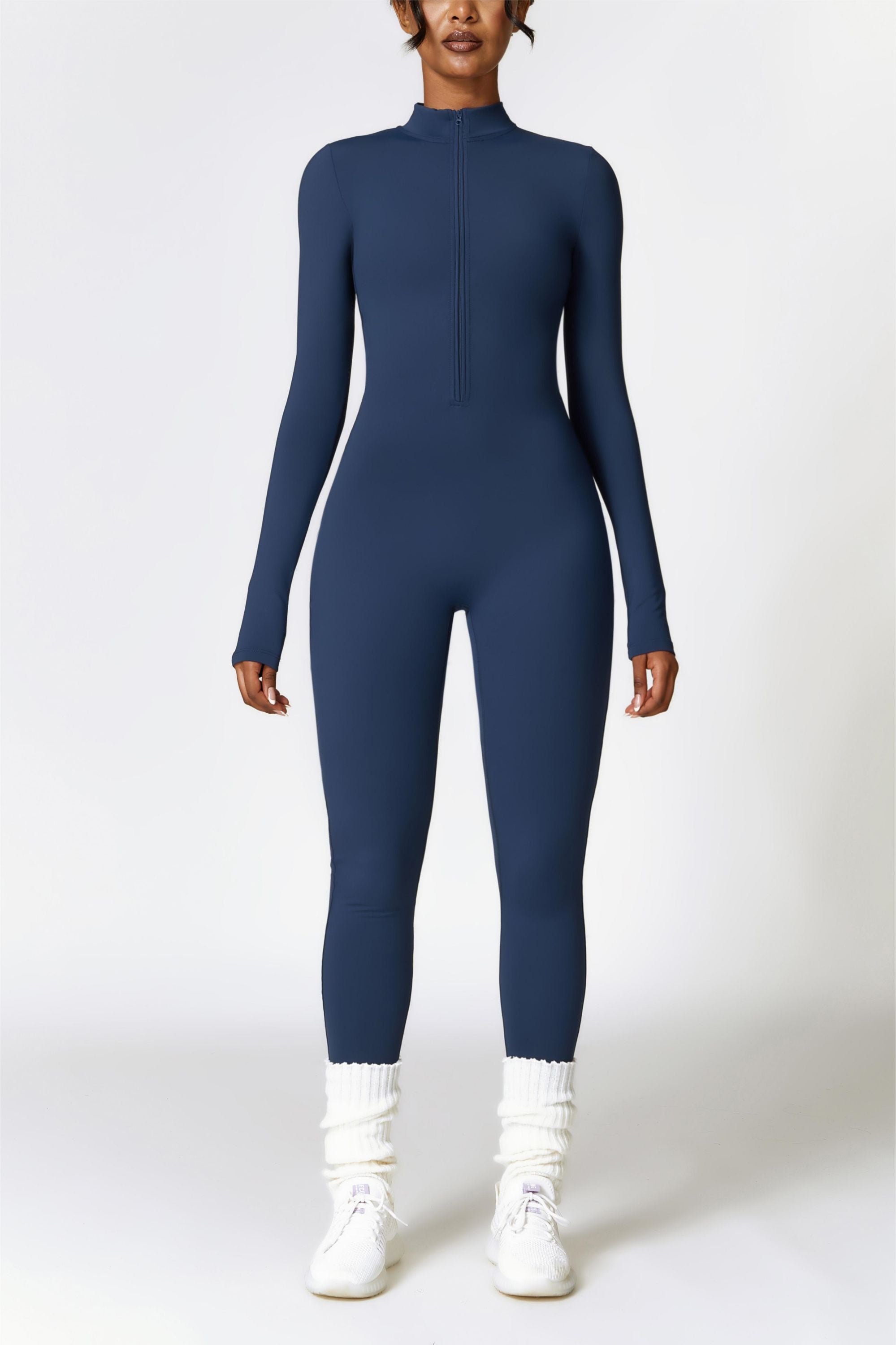 Fleece-Lined Half-Zip Active Jumpsuit for Warmth and Stylish Comfort