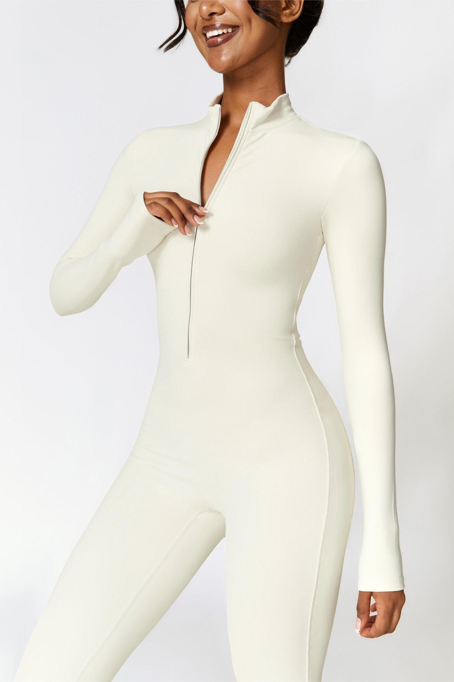 Fleece-Lined Half-Zip Active Jumpsuit for Warmth and Stylish Comfort