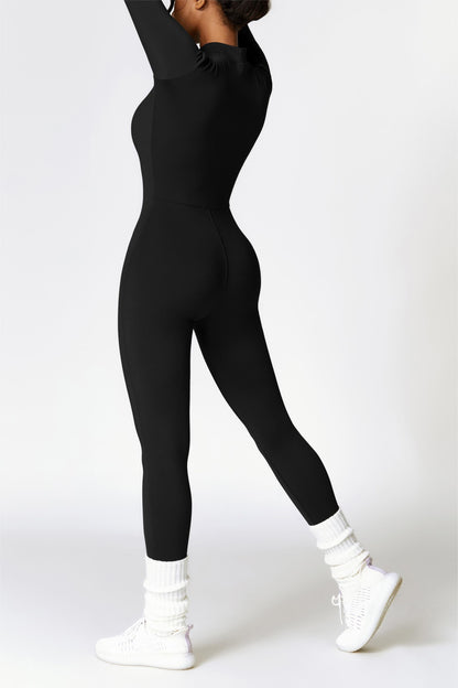 Fleece-Lined Half-Zip Active Jumpsuit for Warmth and Stylish Comfort