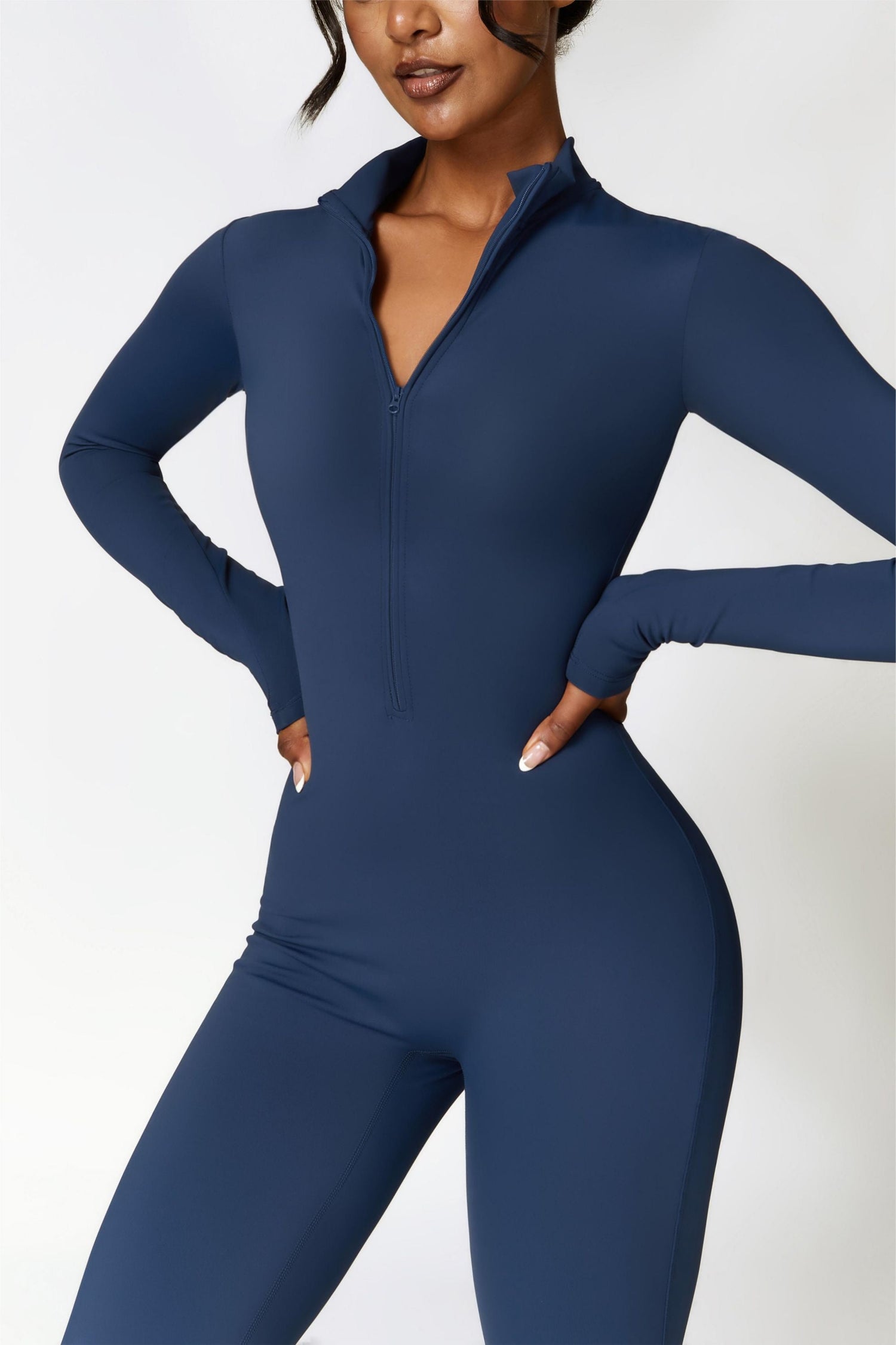 Fleece-Lined Half-Zip Active Jumpsuit for Warmth and Stylish Comfort