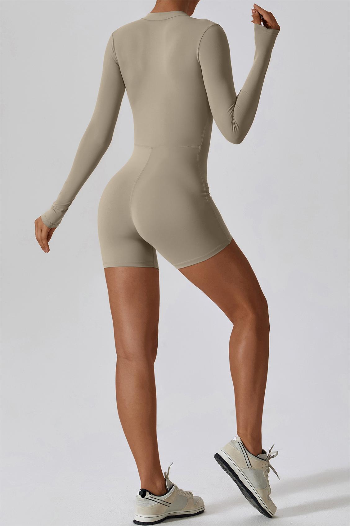 Long Sleeve Athleisure Romper for Stylish Comfort and Versatile Wear