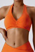 Front Ruched Halter Sports Bra - Ideal for Your Active Lifestyle