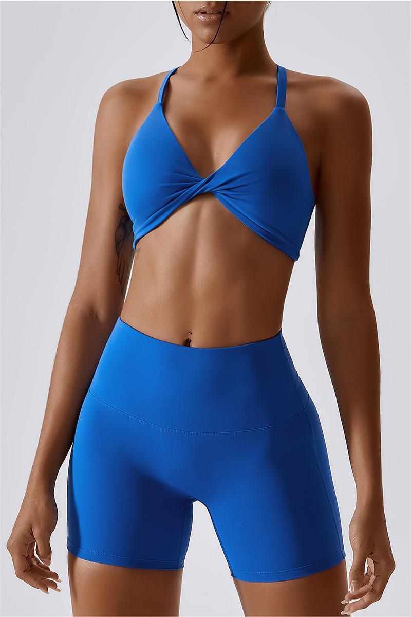 Twisted Front Strappy Sports Bra