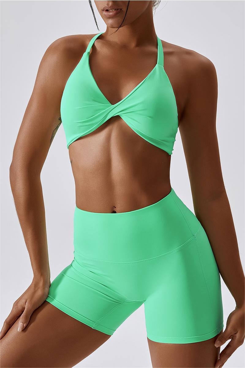 Twisted Front Strappy Sports Bra