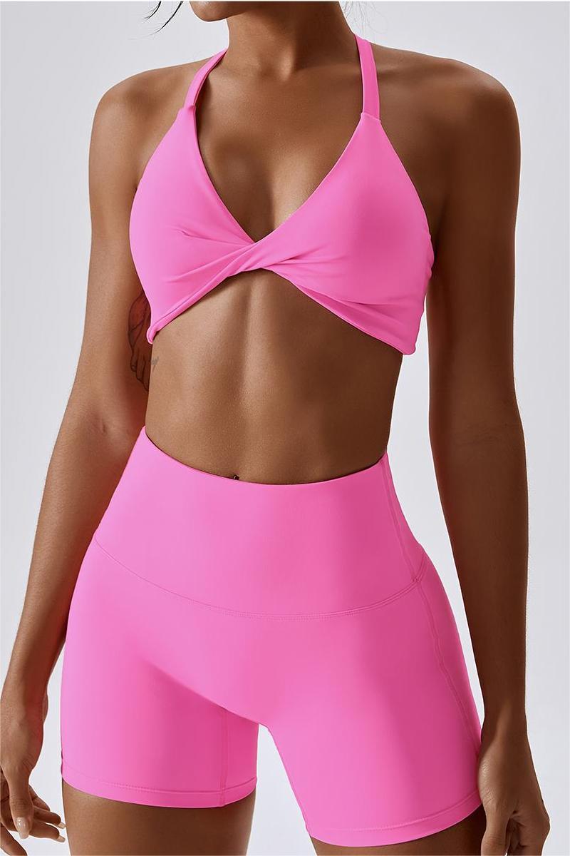 Twisted Front Strappy Sports Bra