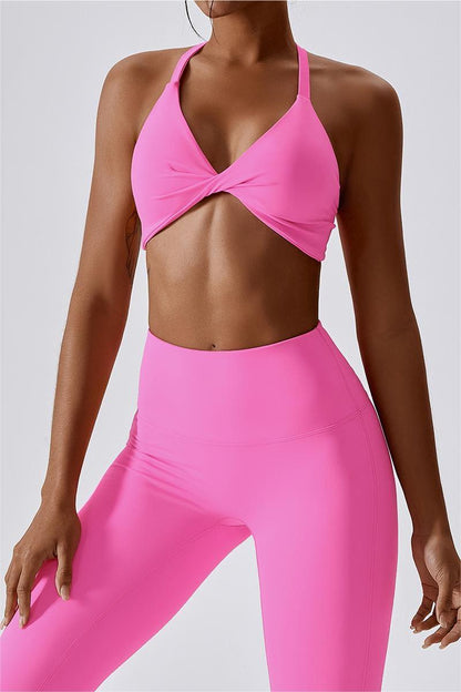 Twisted Front Strappy Sports Bra