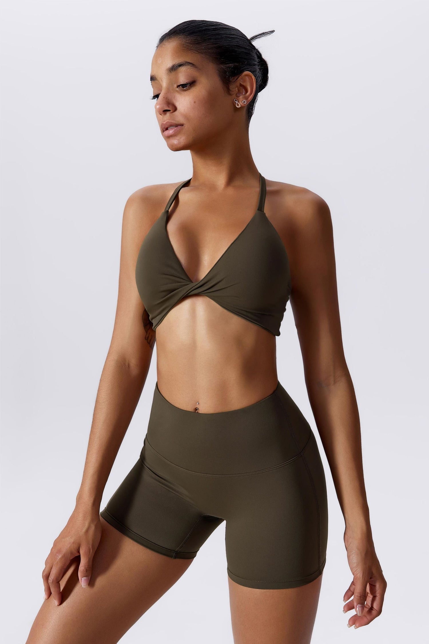 Twisted Front Strappy Sports Bra