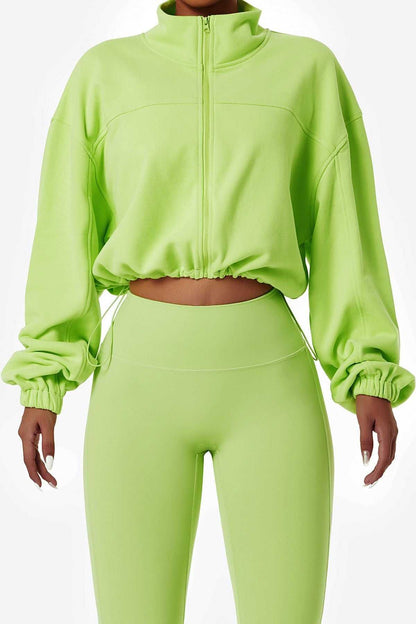 Full-Zip Cropped Sweatshirt Relaxed Fit