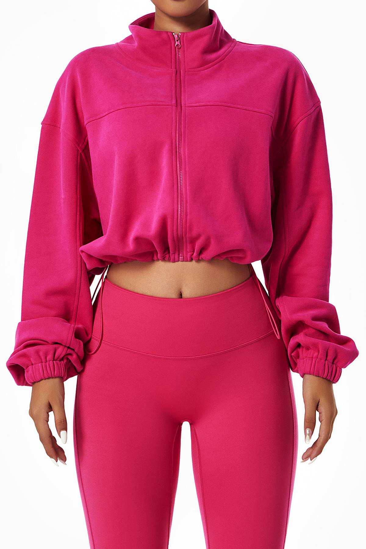 Full-Zip Cropped Sweatshirt Relaxed Fit