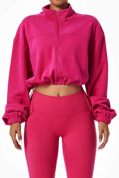 Full-Zip Cropped Sweatshirt Relaxed Fit