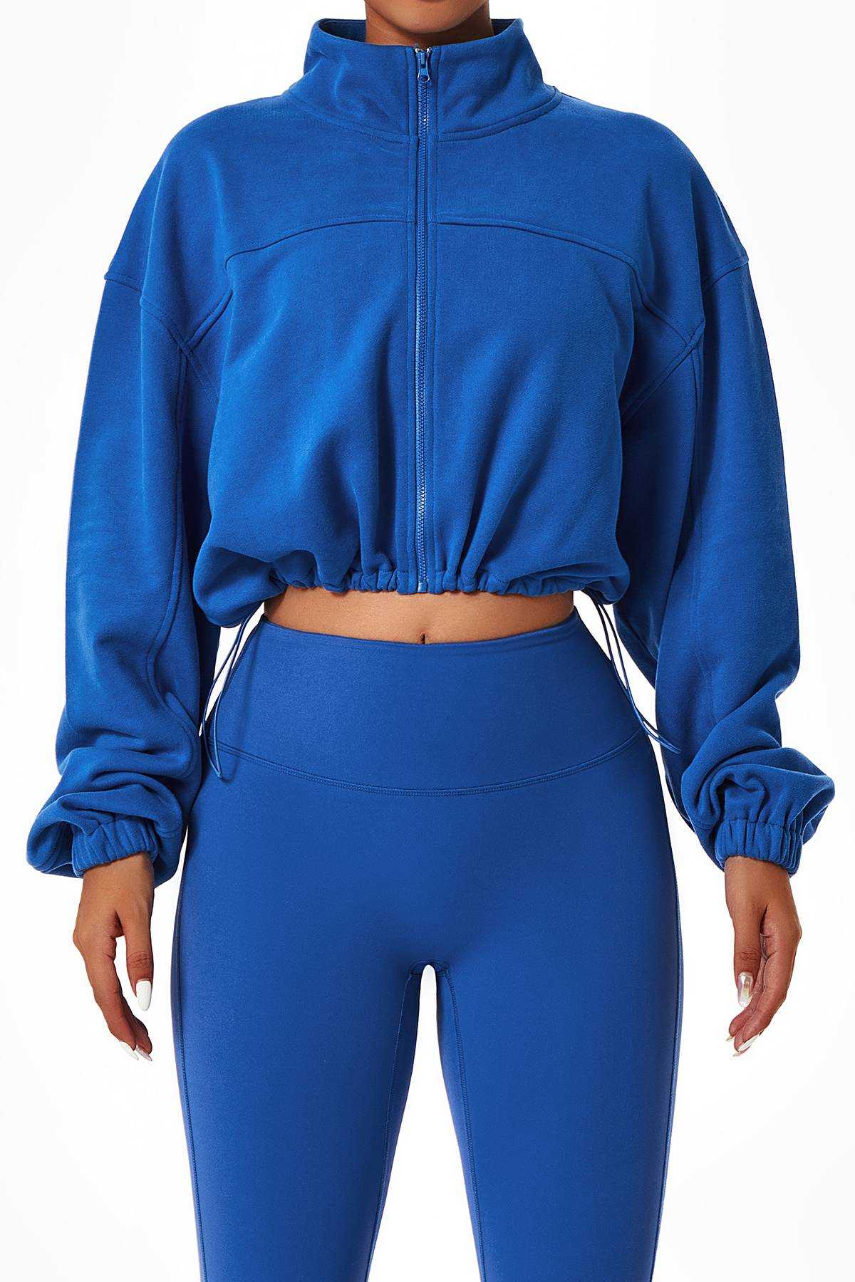 Full-Zip Cropped Sweatshirt Relaxed Fit