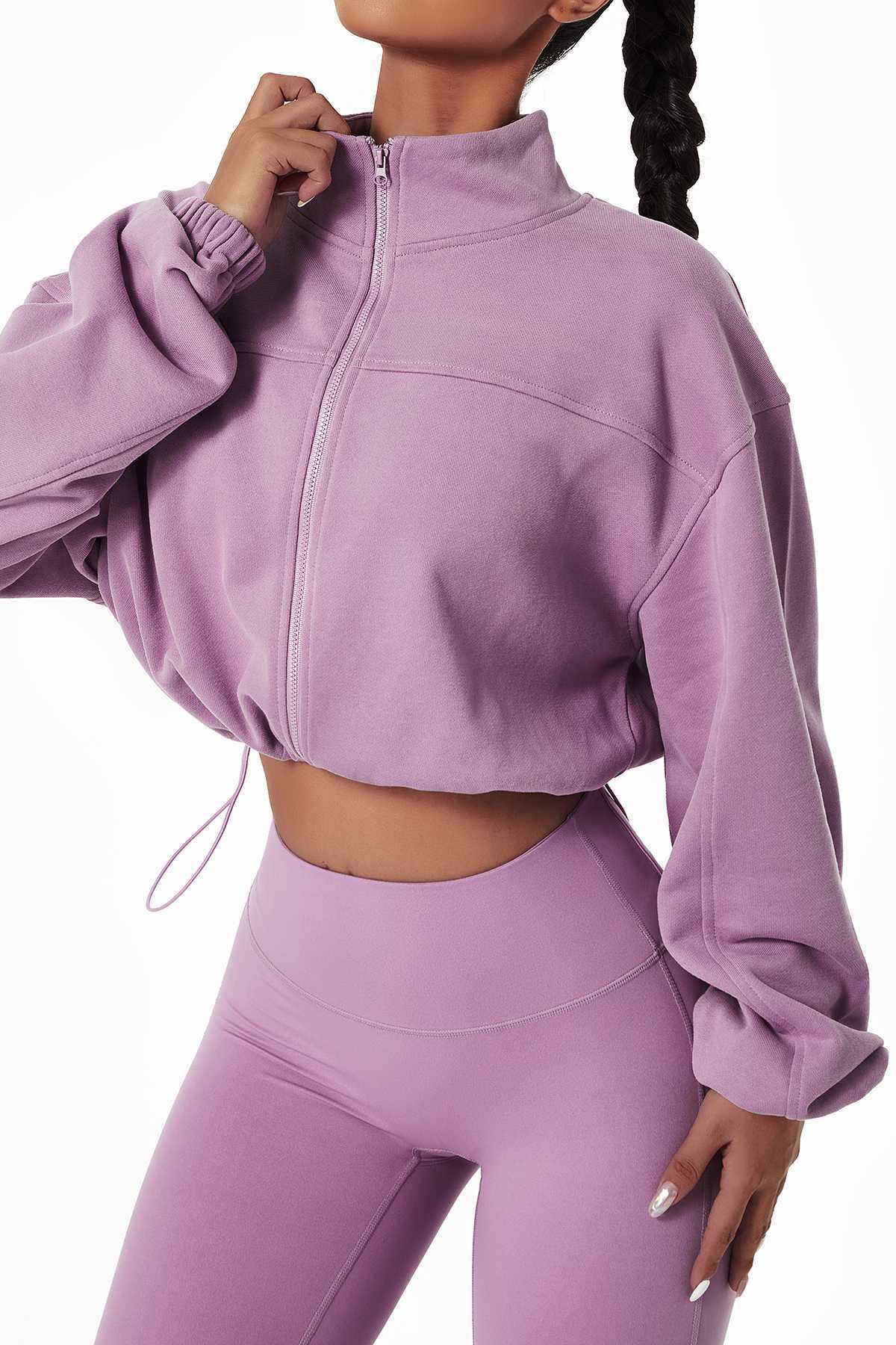 Full-Zip Cropped Sweatshirt Relaxed Fit