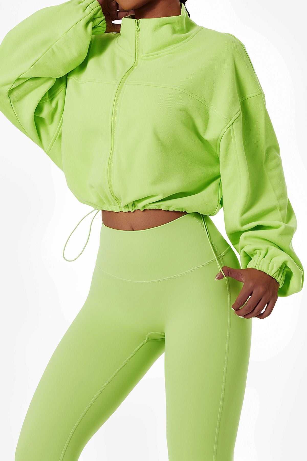 Full-Zip Cropped Sweatshirt Relaxed Fit