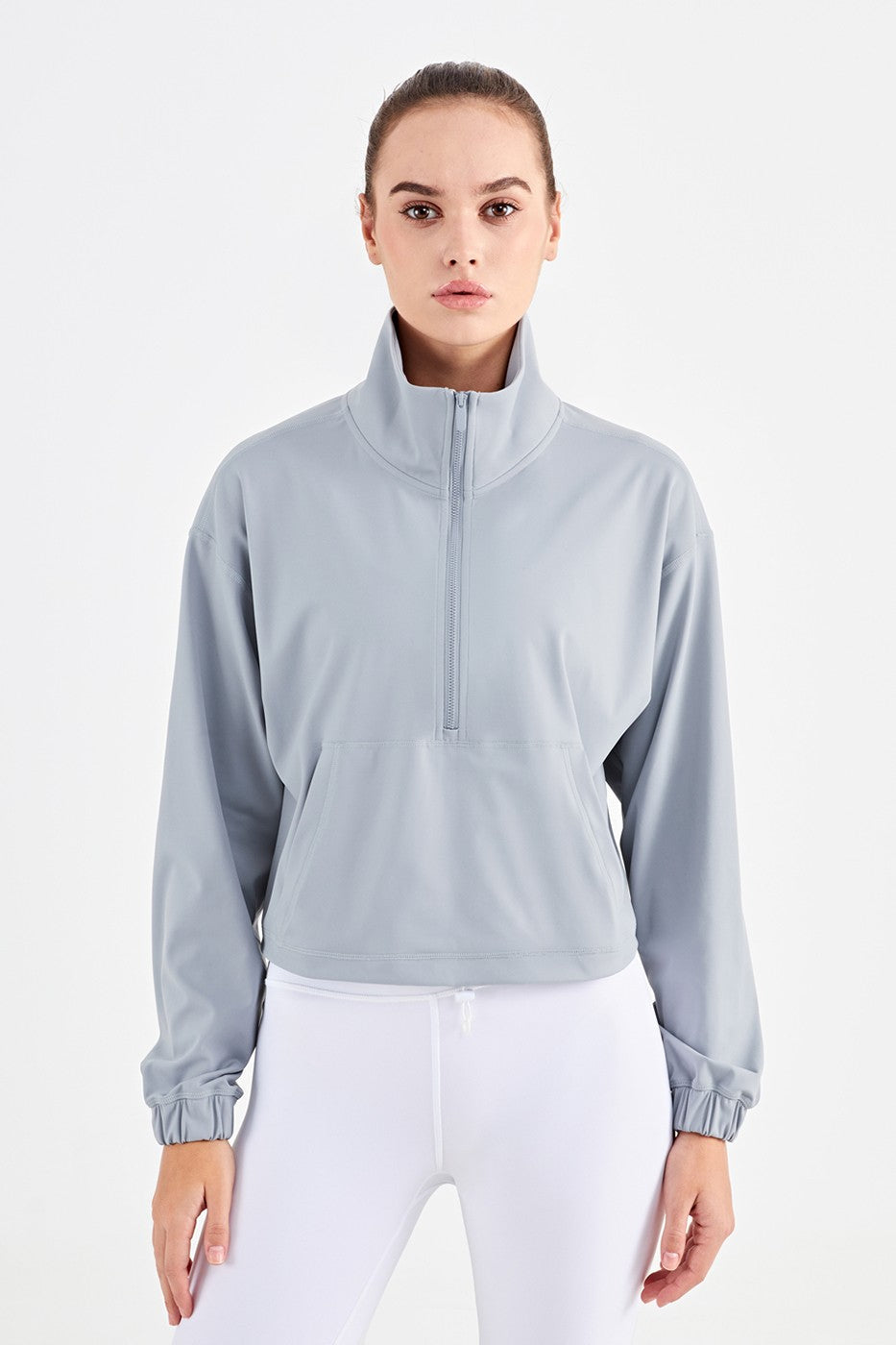 Half-Zip Cropped Pullover Sweatshirt